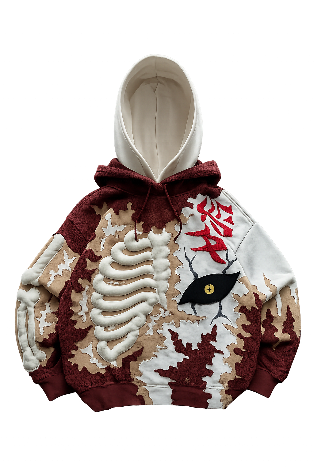 Noctra Ivory Rift Oversized Heavyweight Streetwear Hoodie Front View